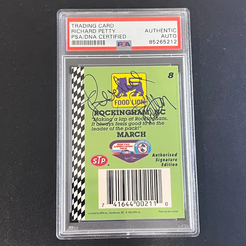 1992 Food Lion Racing #8 Richard Petty Signed Card AUTO PSA Slabbed Nascar