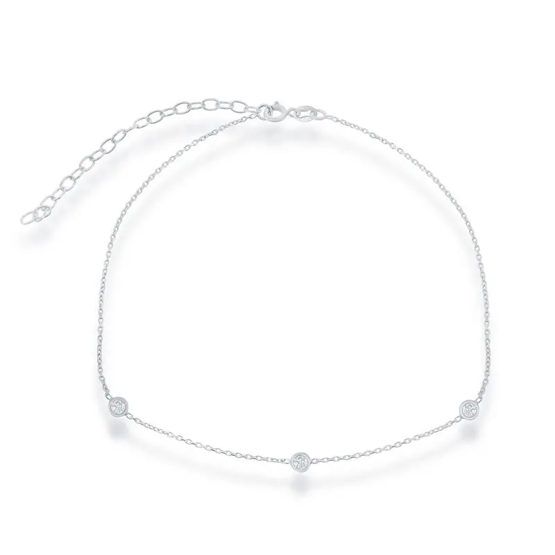 Sterling Silver Small CZ By The Yard Choker