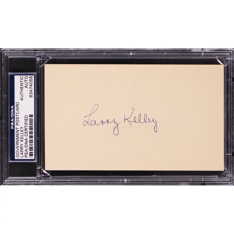 Larry Kelley Authentic Signed 3.25x5.5 Government Postcard Autographed PSA Slab
