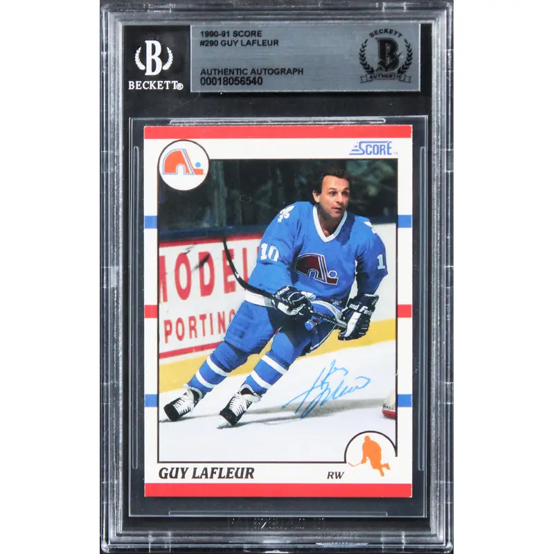 Nordiques Guy Lafleur Authentic Signed 1990 Score #290 Card BAS Slabbed