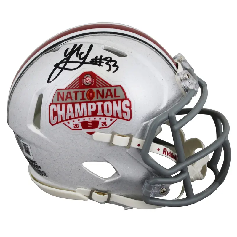 Ohio State Jack Sawyer Signed 2024 National Champs Speed Mini Helmet BAS Witness