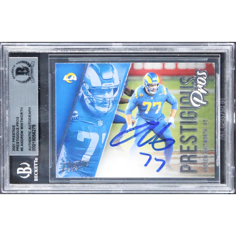 Rams Andrew Whitworth Signed 2021 Prestige Prestigious Pros #5 Card BAS Slabbed