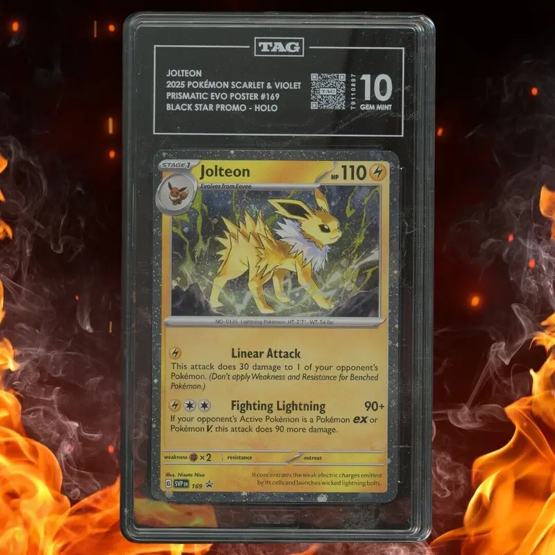 Pokemon Prismatic Evolution Poster JOLTEON Black Star Promo Holo #169 TAG 10