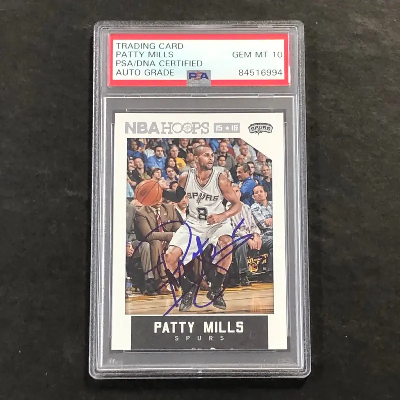 2015-16 Panini Hoops #206 Patty Mills Signed Card AUTO 10 PSA/DNA Slabbed Spurs