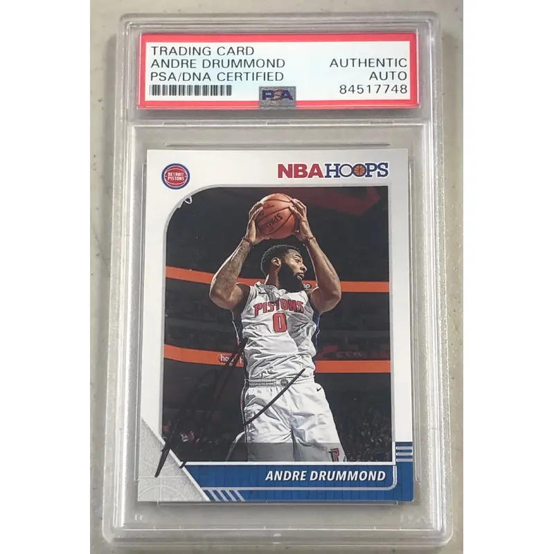 2019-20 NBA Hoops #54 Andre Drummond Signed Card AUTO PSA Slabbed Pistons