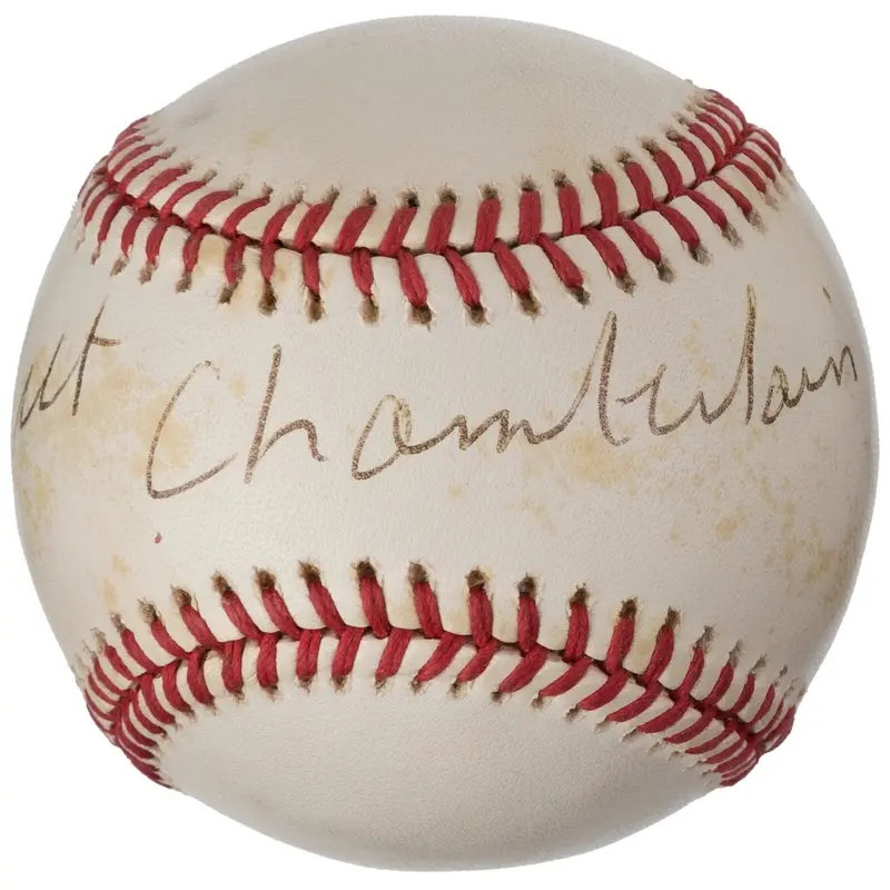 Wilt Chamberlain Single Signed American League Baseball Beckett COA
