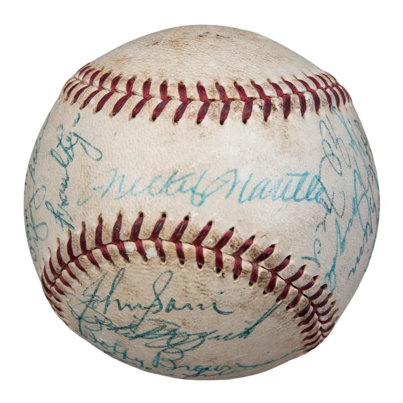 Nice 1954 New York Yankees Team Signed Baseball Mickey Mantle With PSA DNA COA