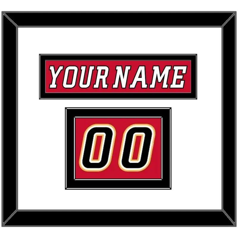 Calgary Nameplate & Number (Shoulder) - Home Red (2007-2017) - Double Mat 2