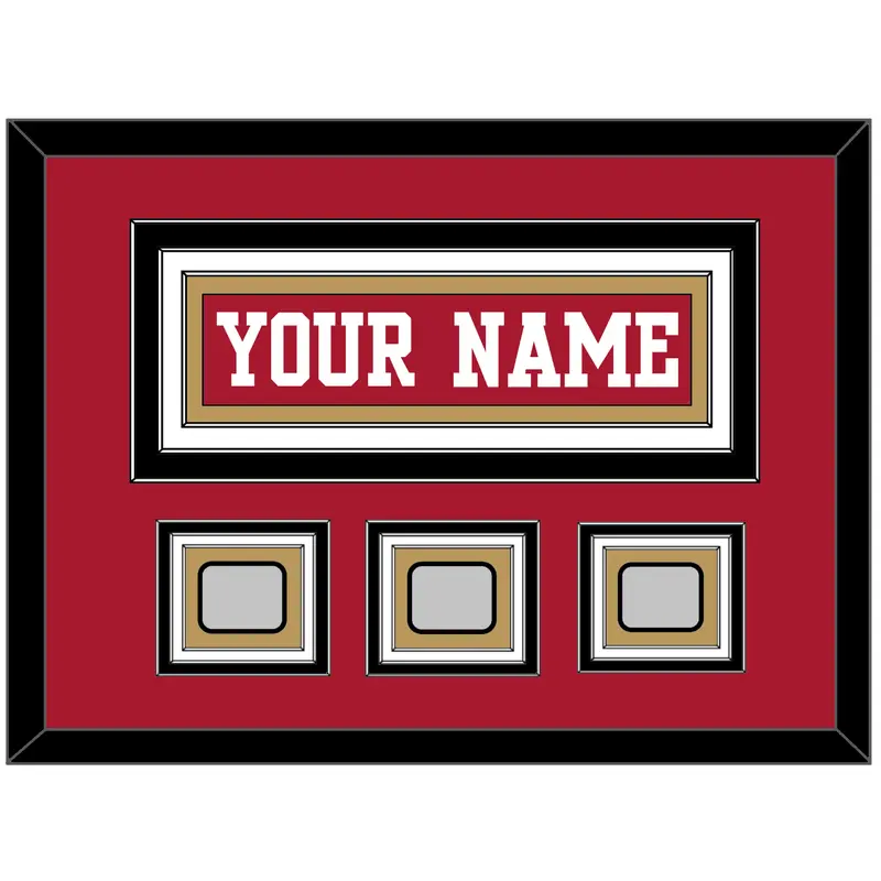 San Francisco Nameplate & 3 Super Bowl Patches - Home Red - Triple Mat 4