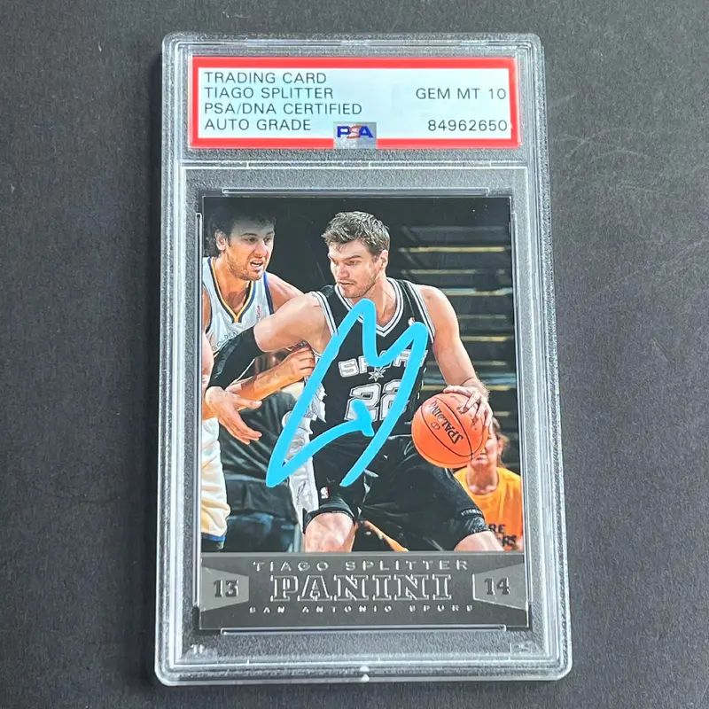 2013-14 Panini #68 Tiago Splitter Signed Card AUTO Grade 10 PSA Slabbed Spurs