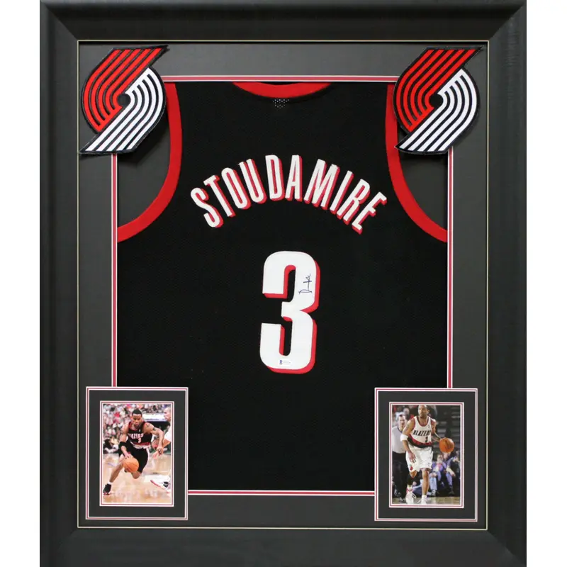 Damon Stoudamire Authentic Signed Black Pro Style Framed Jersey BAS Witness