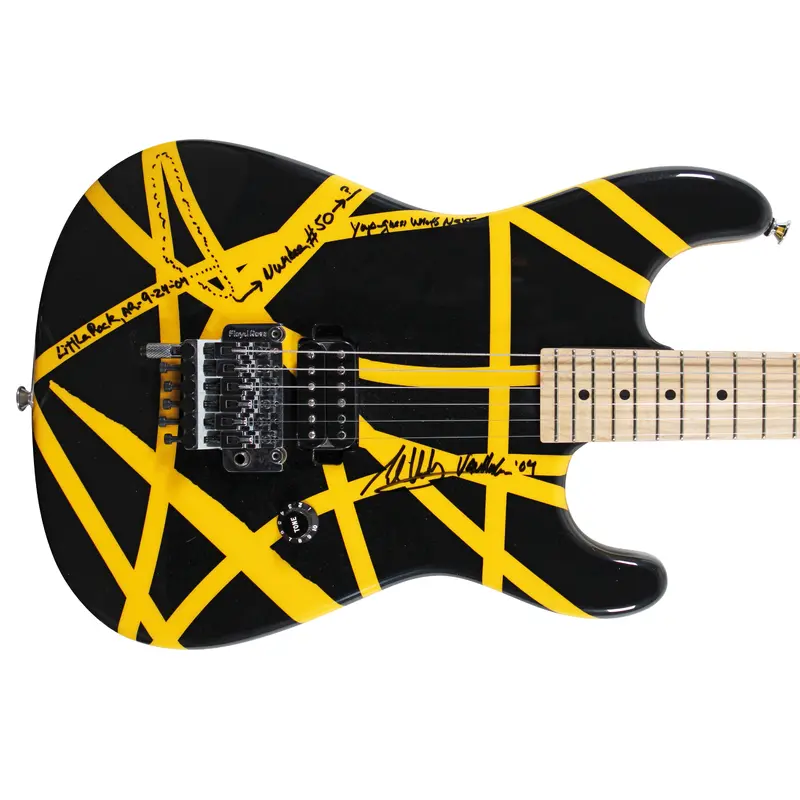 Eddie Van Halen Signed 9/24/04 Stage-Used & Hand-Striped 2004 "Bumblebee" Guitar
