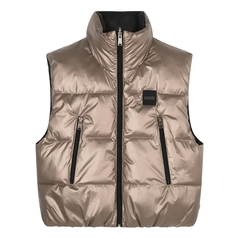 HUGO BOSS KIDS BLACK HUGO BOSS REVERSIBLE PUFFER VEST J16181 09B