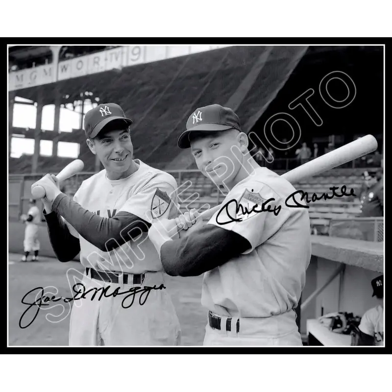 Mickey Mantle Joe Dimaggio 8X10 Photo - Autographed 1951 New York Yankees - 1887