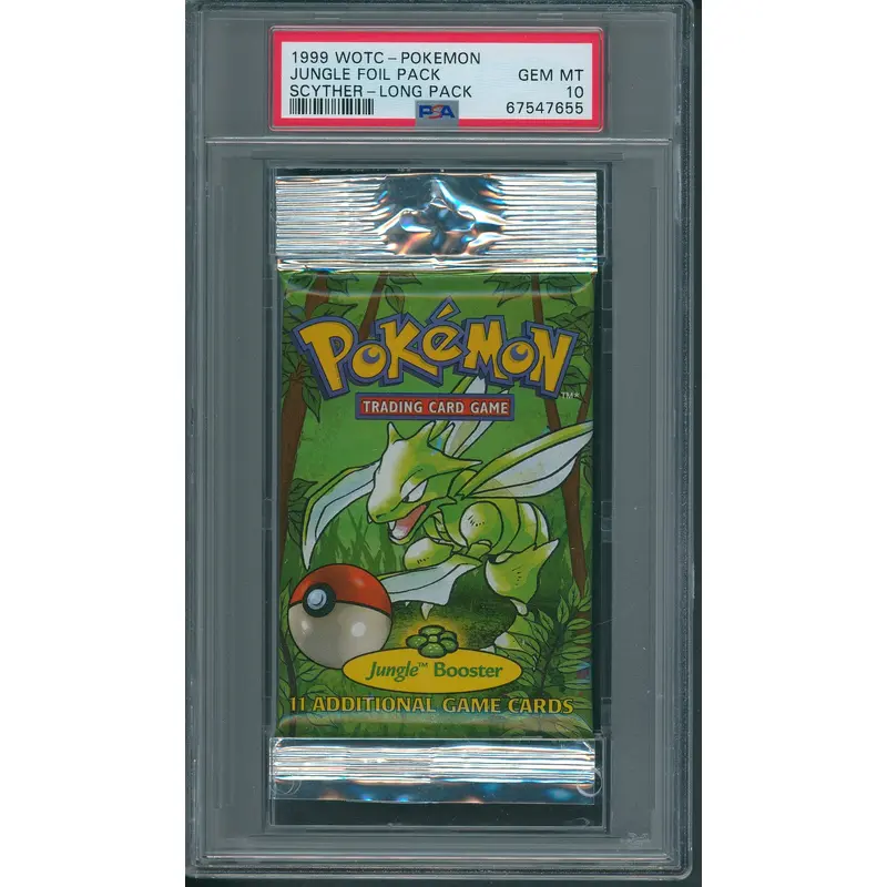 1999 WOTC Pokemon Jungle Unopened Foil Long Pack Scyther PSA 10 *7655