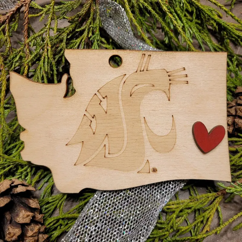 WSU Wood Logo State Ornament