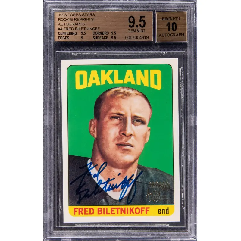 1998 Topps Stars Rookie Autographs #4 Fred Biletnikoff Signed BGS 9.5 Auto 10