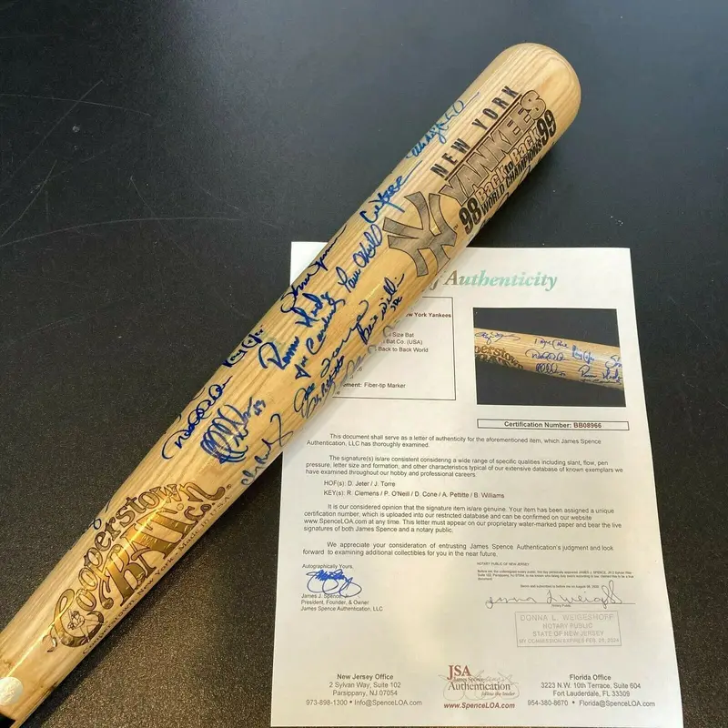 1998-2000 New York Yankees Dynasty Word Series Signed Bat Derek Jeter JSA COA
