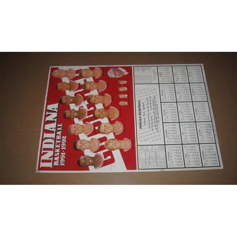 1991-92 Indiana University Basketball Schedule Poster, 11x17