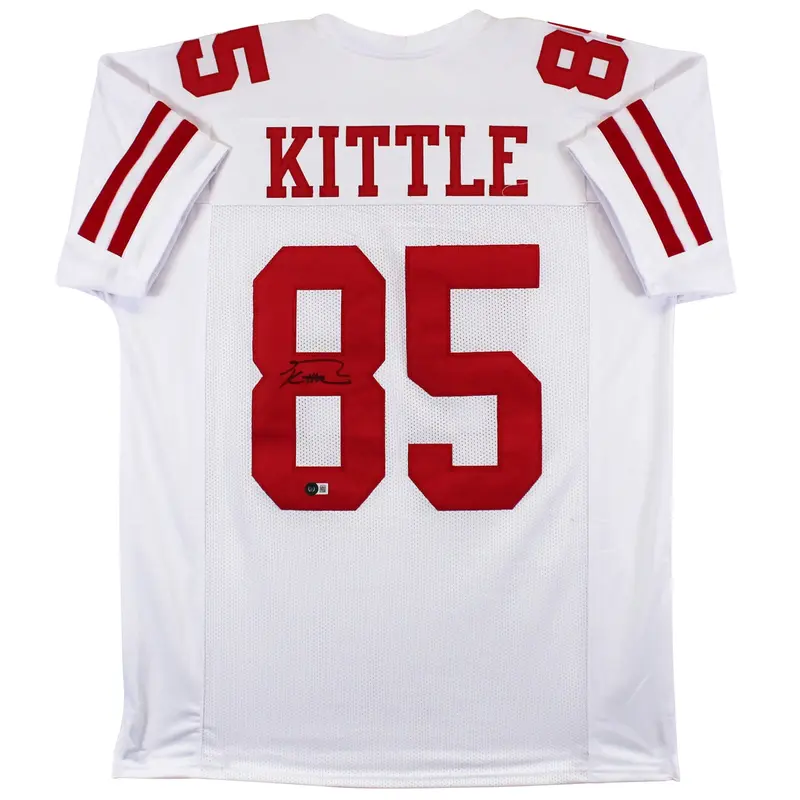 George Kittle Autographed San Francisco (White #85) Custom Jersey - Beckett