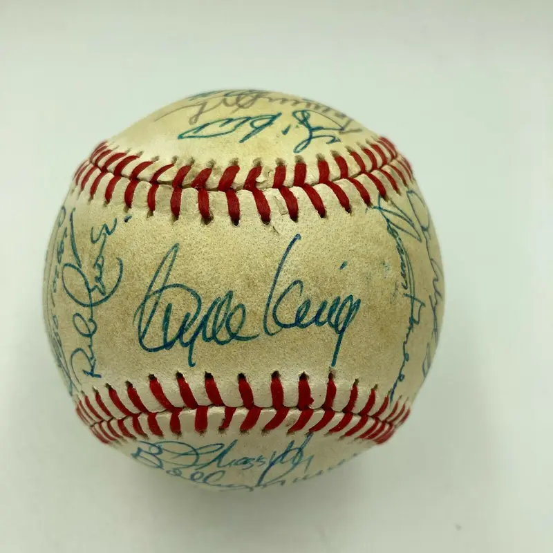 1982 New York Yankees Team Signed American League Baseball Yogi Berra RR COA
