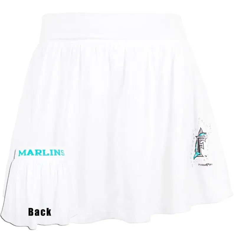 Florida Marlins - Rhinestone Logo Girls Youth Athletic Skort