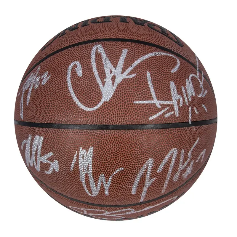 LeBron James & Dwyane Wade 2013-14 Miami Heat Team Signed Basketball JSA COA