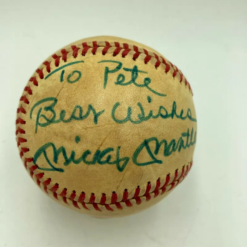 Mickey Mantle Signed Vintage American League Baseball "To Pete" JSA COA