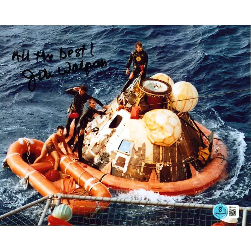 John Wolfram "All The Best Apollo 11 Frogman" Signed 8x10 Horizontal Photo BAS 2