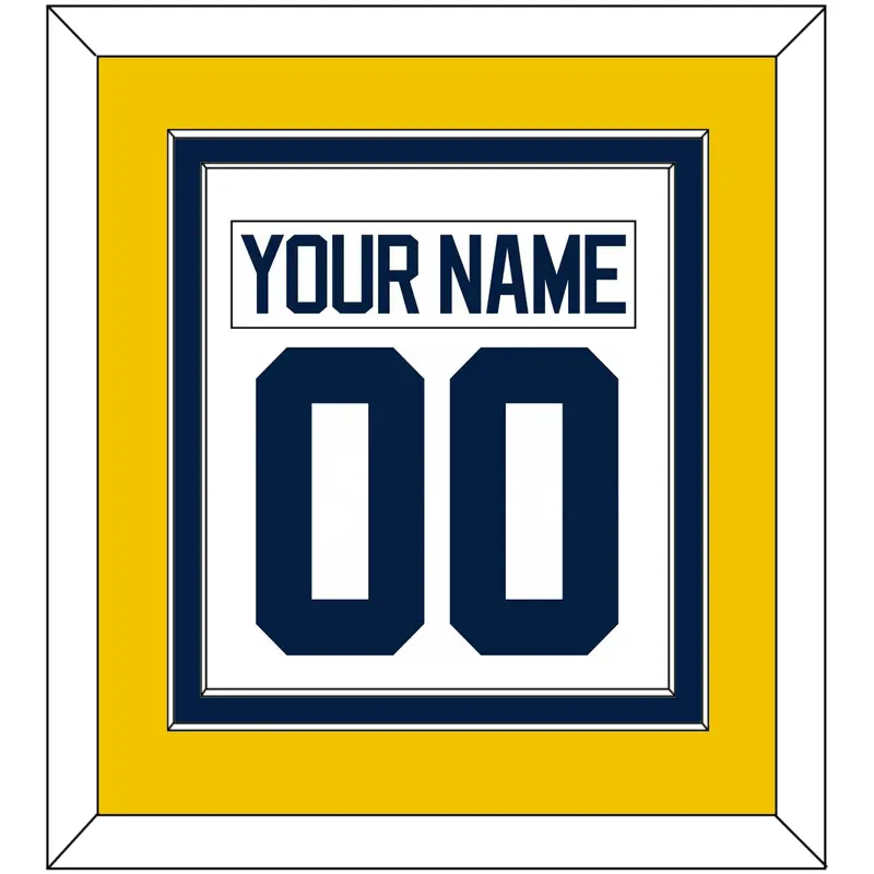 Michigan Hockey Nameplate & Number (Back) Combined - Home White - Double Mat 3