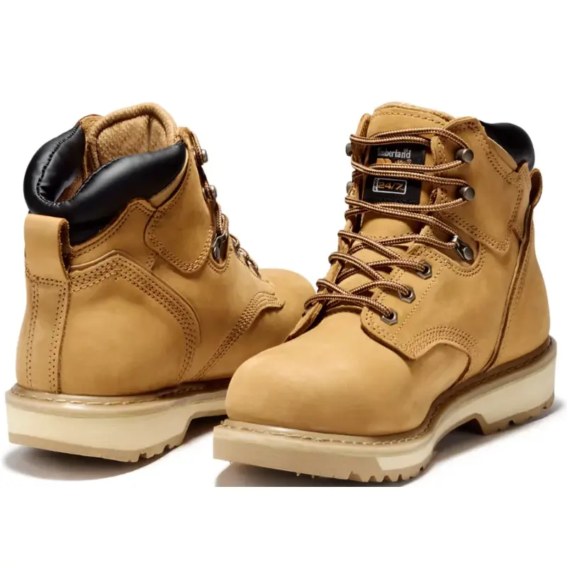 TIMBERLAND PRO MENS WORK BOOTS, TAN, PIT BOSS 6" STEEL TOE, 33031 W SK