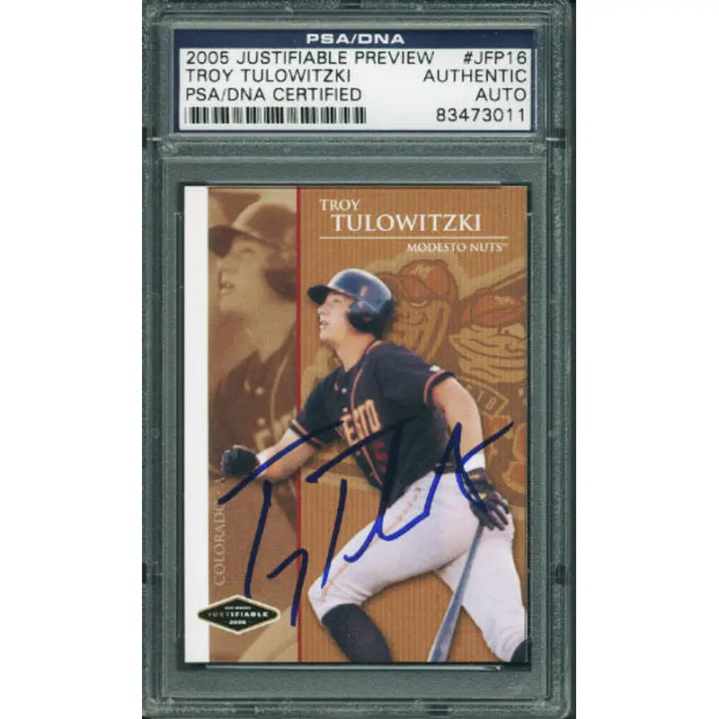 Rockies Troy Tulowitzki Signed Card 2005 Justifiable Rookie #Jfp16 PSA Slabbed
