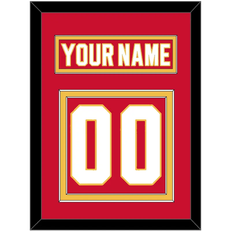Calgary Nameplate & Number (Back) - Road Red (1980-1994) - Double Mat 2