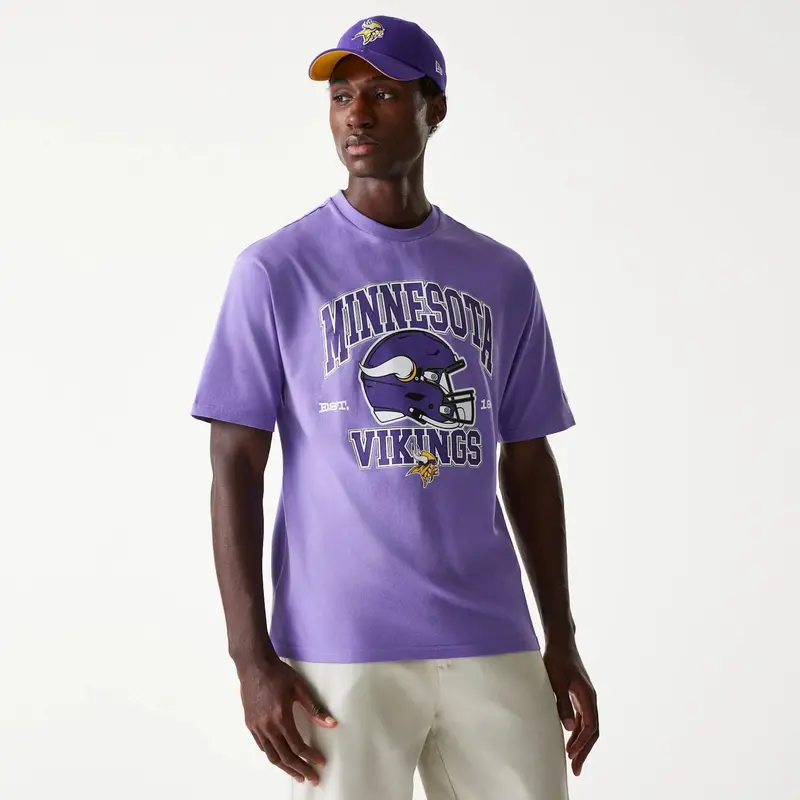 Minnesota Vikings NFL Helmet Purple Oversized T-Shirt