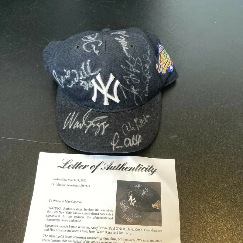 1996 New York Yankees Team Signed Authentic World Series Hat Derek Jeter PSA DNA