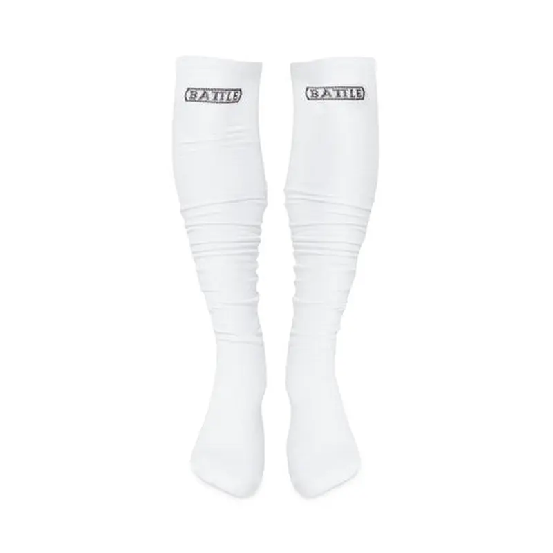 New Battle Long Football Scrunch Socks- One Pair-  White Size Youth