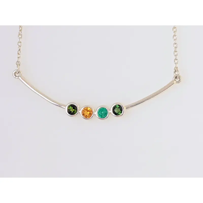 STERLING SILVER 4-STONE BEZEL NECKLACE