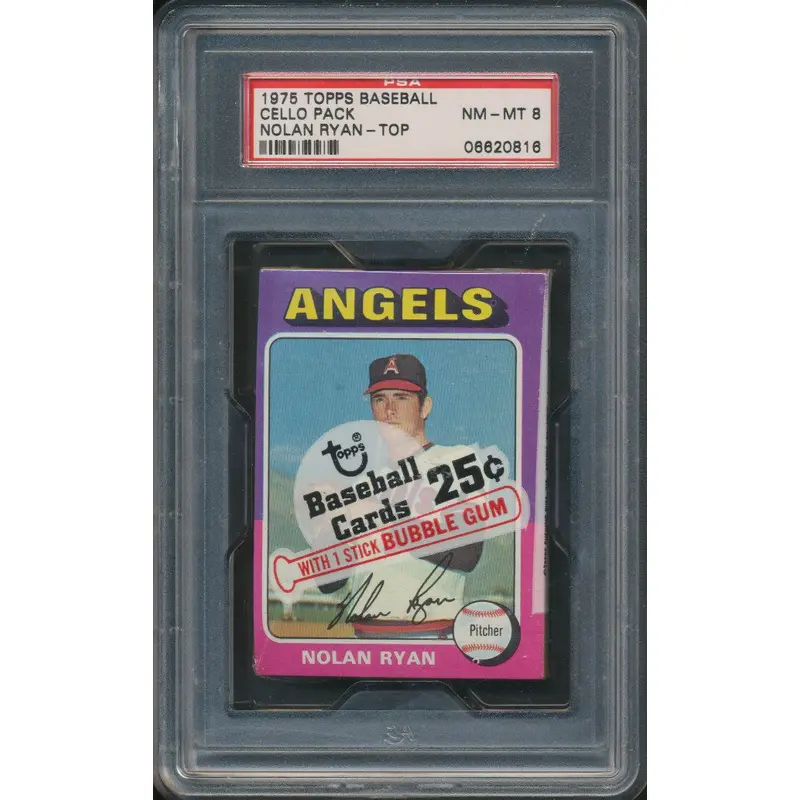 1975 Topps Baseball Unopened Cello Pack PSA 8 Ryan Top