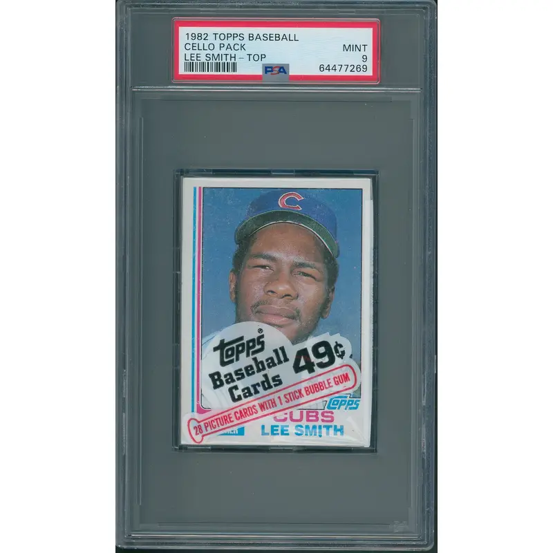 1982 Topps Baseball Unopened Cello Pack PSA 9 Lee Smith Top *7269