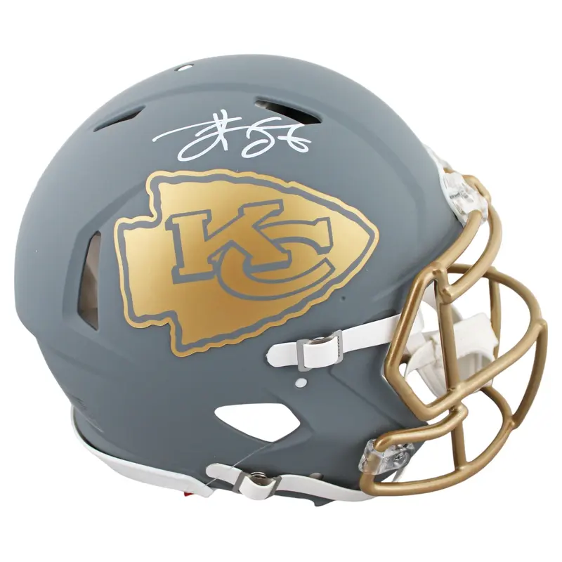 Chiefs Travis Kelce Signed Slate Full Size Speed Proline Helmet BAS Witnessed