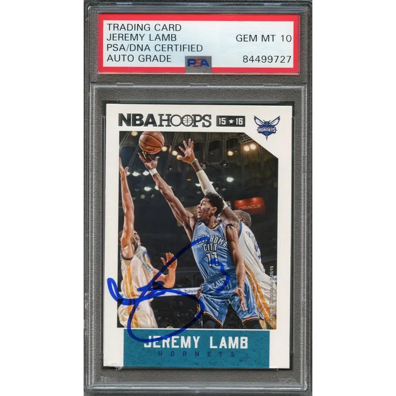2015-16 NBA Hoops #103 Jeremy Lamb Signed Card AUTO 10 PSA Slabbed