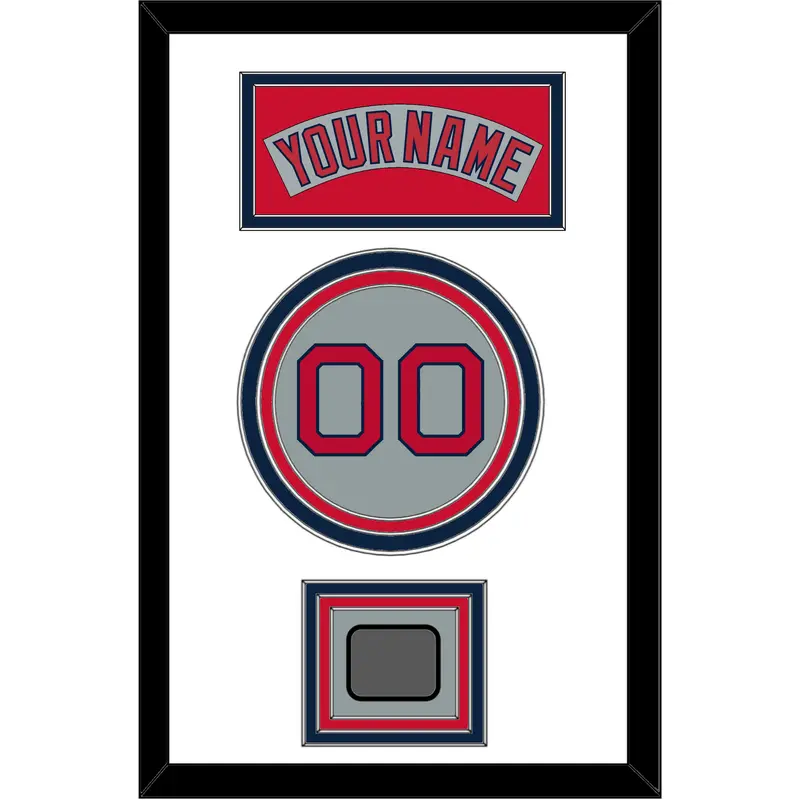 Boston Nameplate, Number & World Series Jersey Patch - Road Gray (1992-2008) - Triple Mat 2