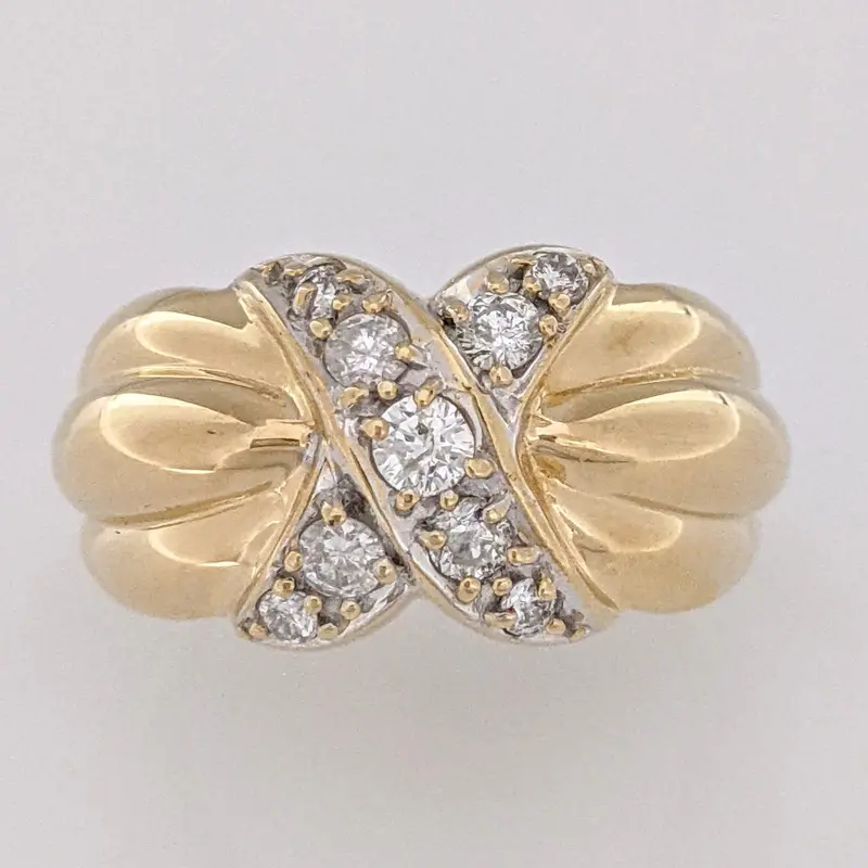 14K .51 CARAT TOTAL WEIGHT I1 I DIAMOND ROUND (9) "X" ESTATE BAND 7.0 GRAMS