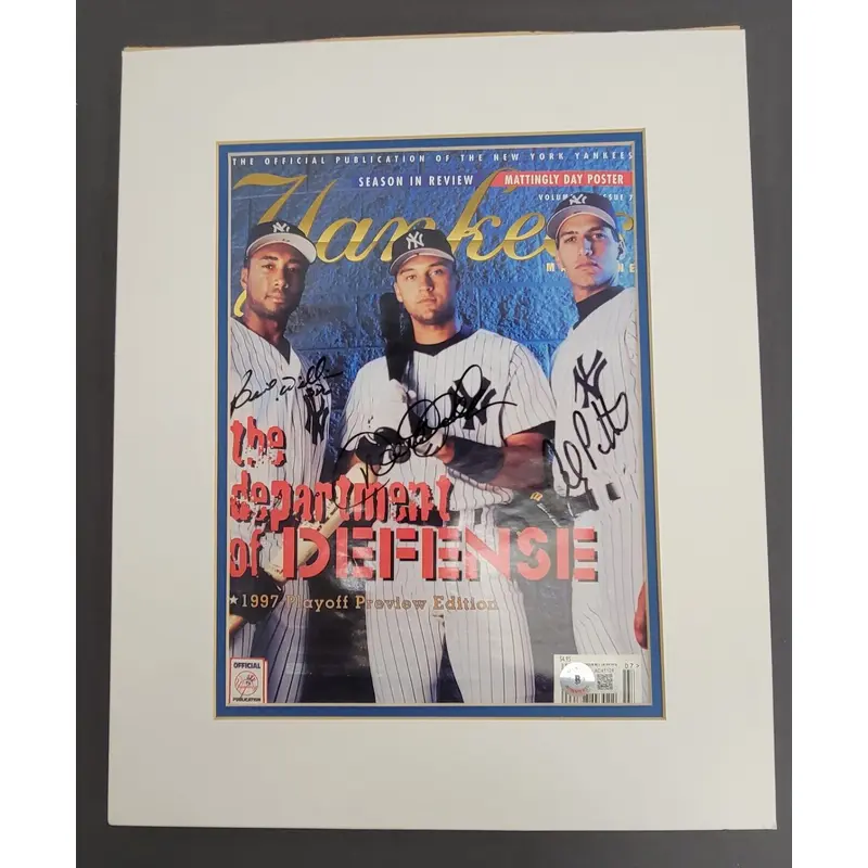 Derek Jeter, Bernie Williams & Andy Pettitte Signed Yankees Magazine Beckett COA