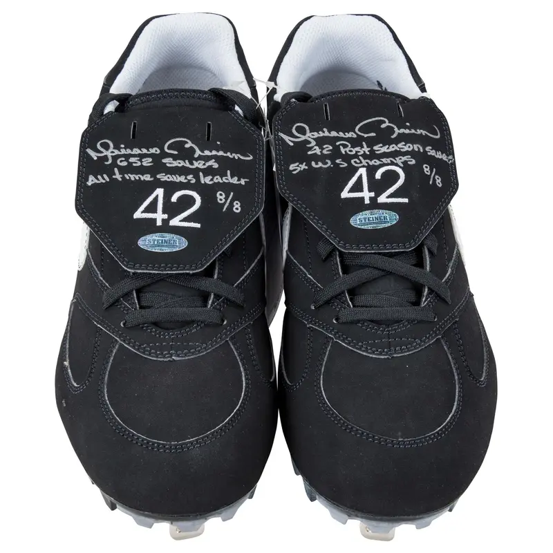 Stunning Mariano Rivera Signed Heavily Inscribed Game Model Cleats Steiner COA