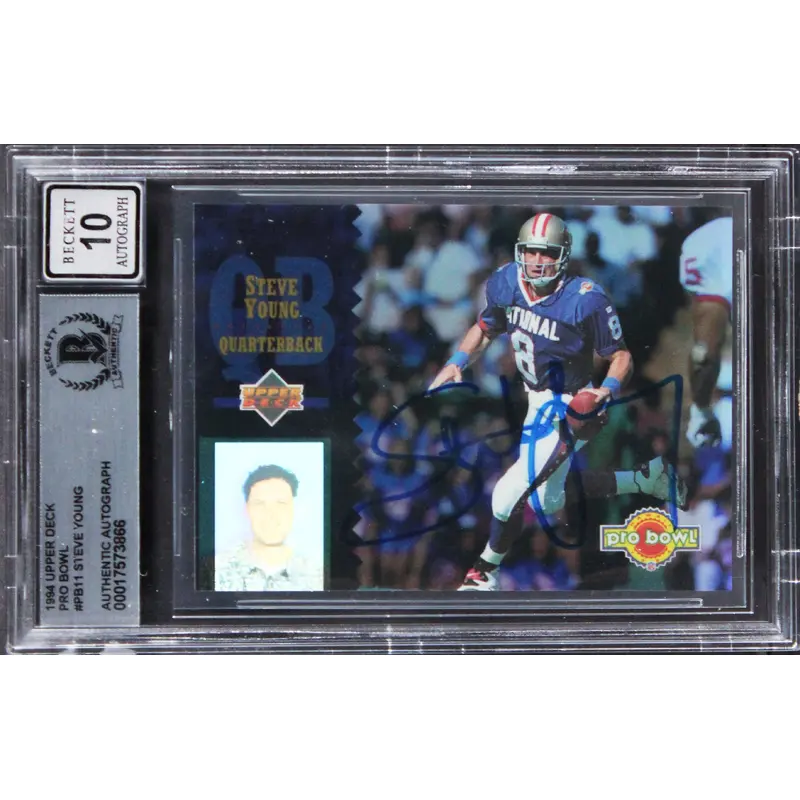 49ers Steve Young Signed 1994 Upper Deck Pro Bowl #PB11 Card Auto 10 BAS Slabbed