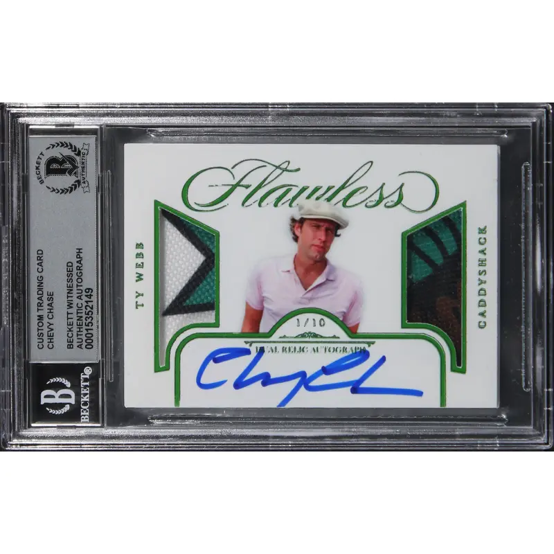 Chevy Chase Caddyshack Signed Green #1/10 Trading Patch Card Auto 10 BAS Slabbed