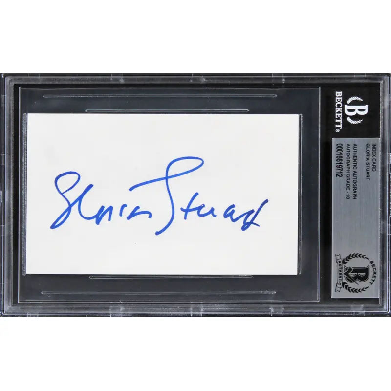 Gloria Stuart Titanic Signed 3x5 Index Card Auto Graded Gem Mint 10! BAS Slab 1