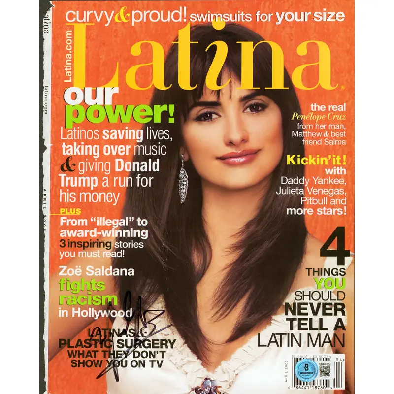 Penelope Cruz Authentic Signed Latina Magazine Cover April 2005 BAS #BR43965