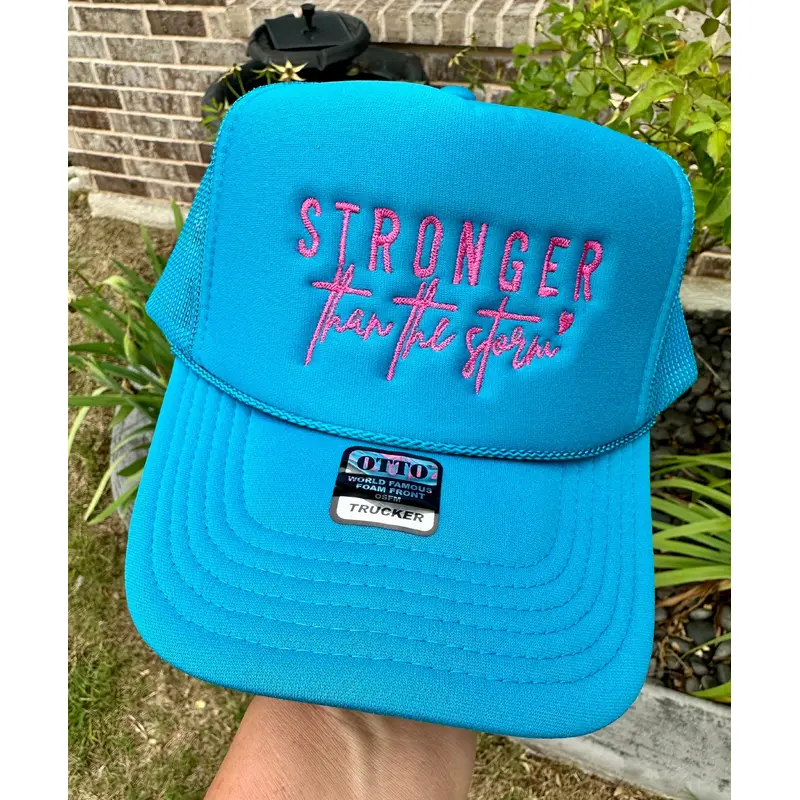 Stronger Than The Storm Jade Embroidered Trucker Hat